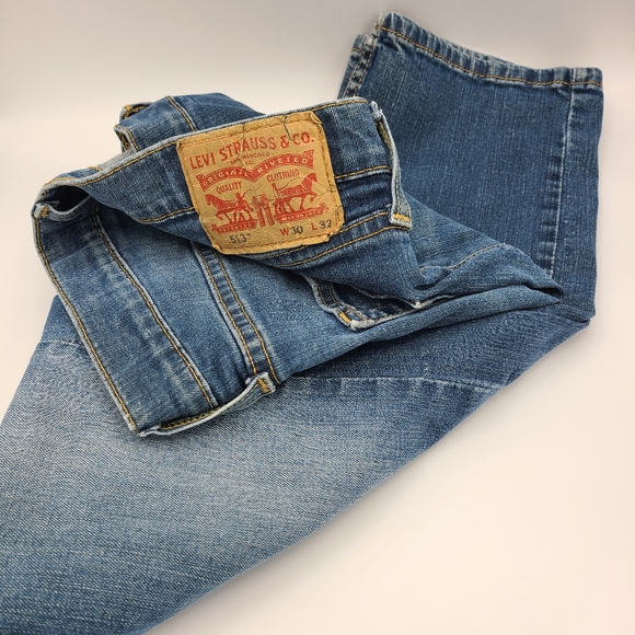 Levi's 513 Jeans / 30x32 / Dark Blue Denim - Picture 3 of 7